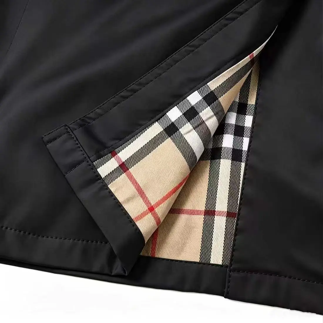 Women’s Trench Coat, Double-Breasted, Plaid Lining