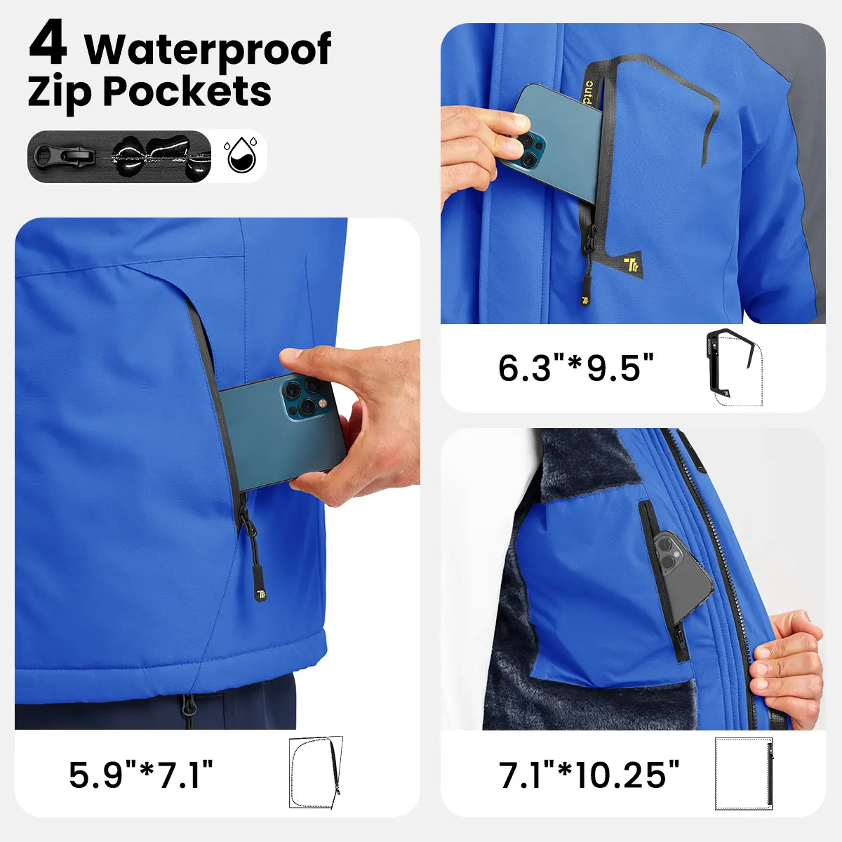Men's Waterproof Insulated Ski Snow Jacket Big & Tall Sizes