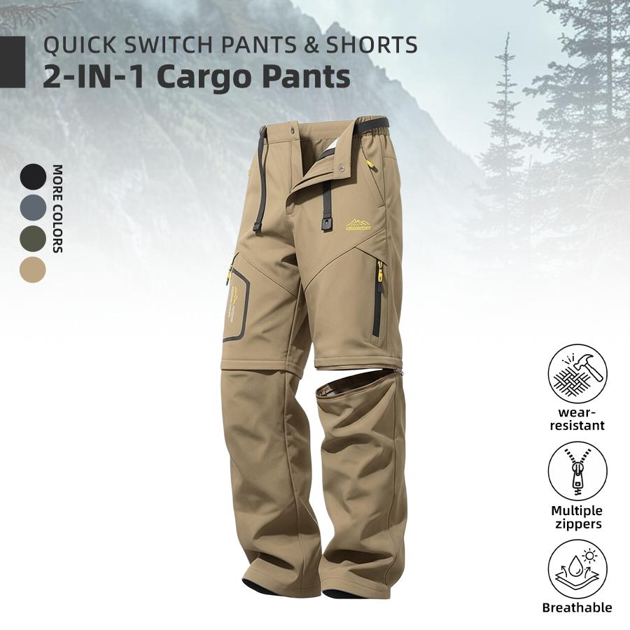 Men's Summer 2-in-1 Cargo Pants, Detachable Long Sports Shorts, Breathable Durable Tactical Utility Pants, Zipper & Multi-Pocket Outdoor Pants, Suitable for Outdoor Hiking, Camping, Mountaineering Men's Summer 2-in-1 Cargo Pants, Detachable Long Sports Shorts, Breathable Durable Tactical Utility Pants, Zipper & Multi-Pocket Outdoor Pants, Suitable for Outdoor Hiking, Camping, Mountaineering