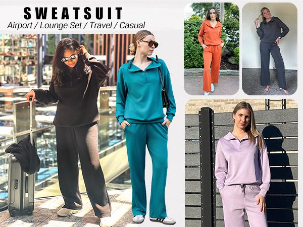 Pinspark Women's Two-Piece Sports Set Long-Sleeved Half-Zip Cardigan Sweatshirt Sports Pants Comfortable Wear Multiple Colors Sizes The product is relatively thin Runs large,back to school,back to school haul