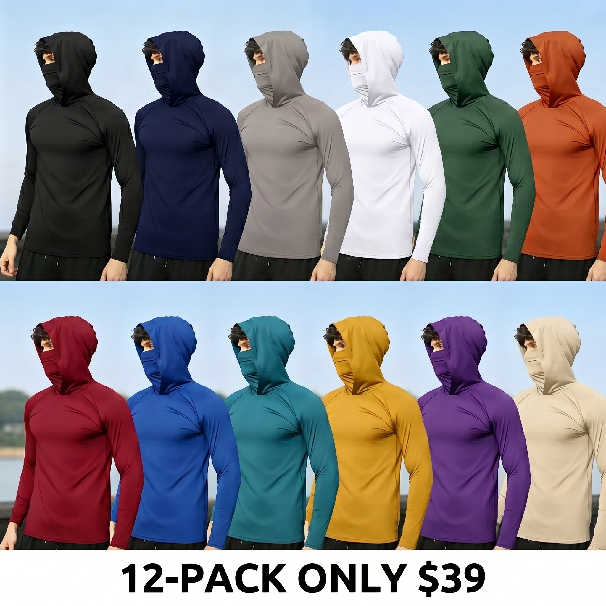Men's Casual Hooded Pullover – with UPF Sun Protection