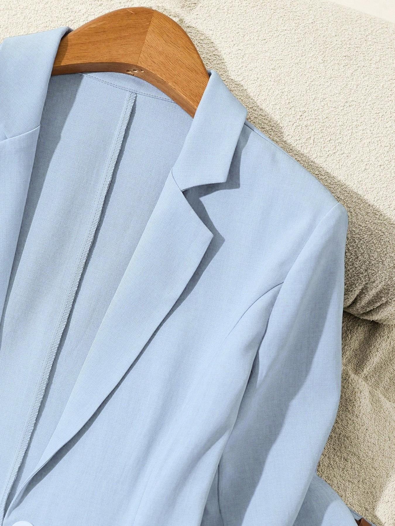 Women's Commuter Office Style Basic Suit with Pockets, 2-Piece Set V-Neck Jacket and Short Pants Set, Essential Womenswear for Work/Travel, Business Casual Suits Women's Commuter Office Style Basic Suit with Pockets, 2-Piece Set V-Neck Jacket and Short Pants Set, Essential Womenswear for Work/Travel, Business Casual Suits
