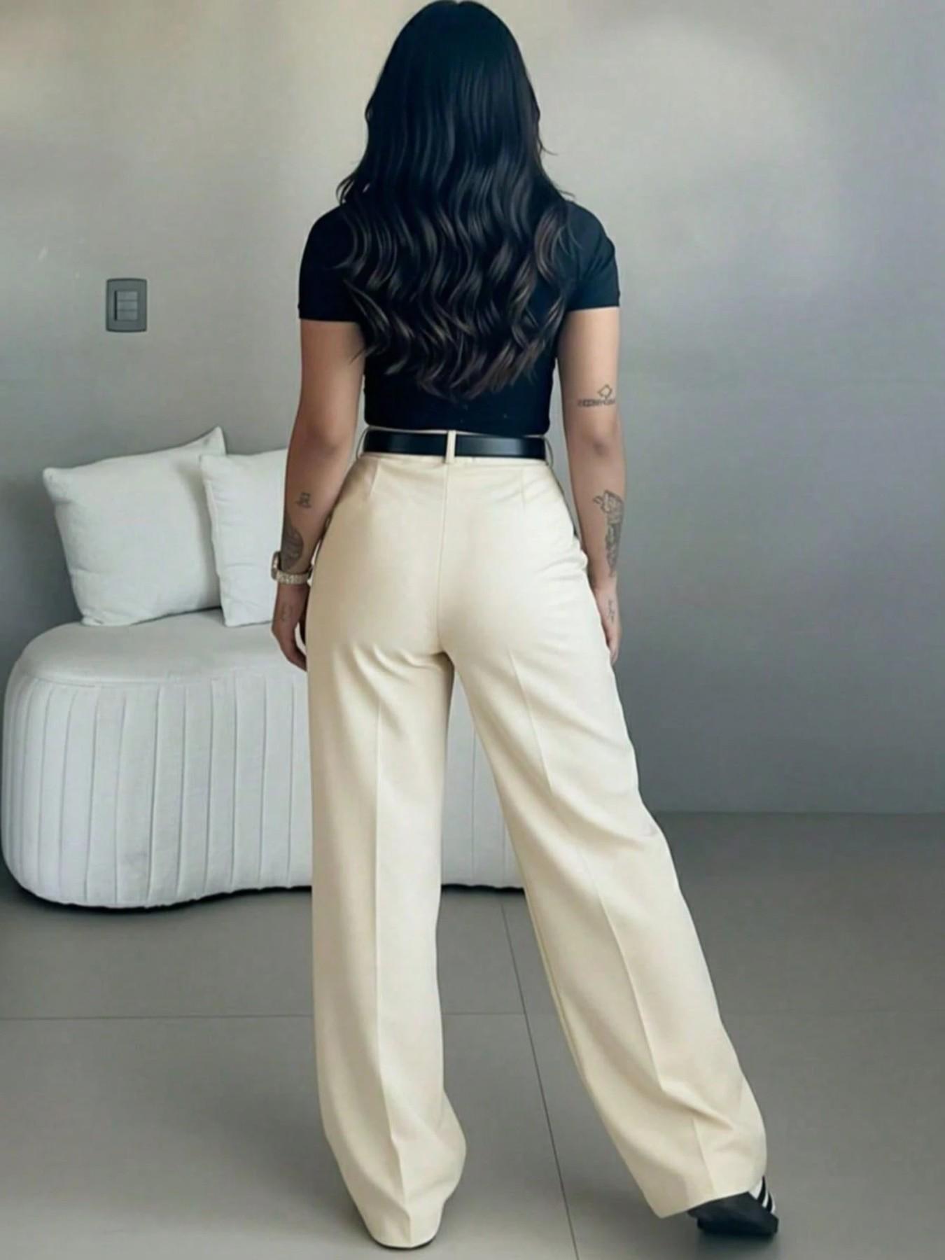 Women's High-Waisted Loose Casual Business Pants, Suitable for Office and Daily Wear, All-Season Commuter Trousers Bottoms Women's High-Waisted Loose Casual Business Pants, Suitable for Office and Daily Wear, All-Season Commuter Trousers Bottoms