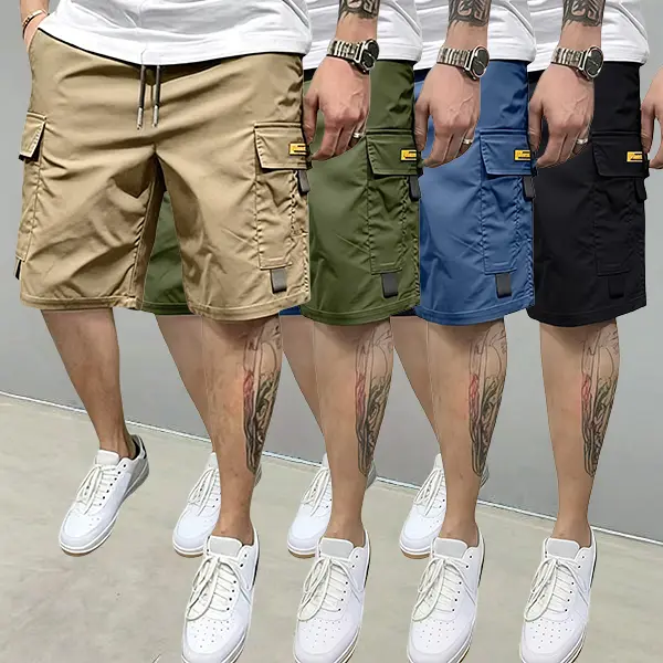 Men's Solid-Color Casual Cargo Shorts for Summer