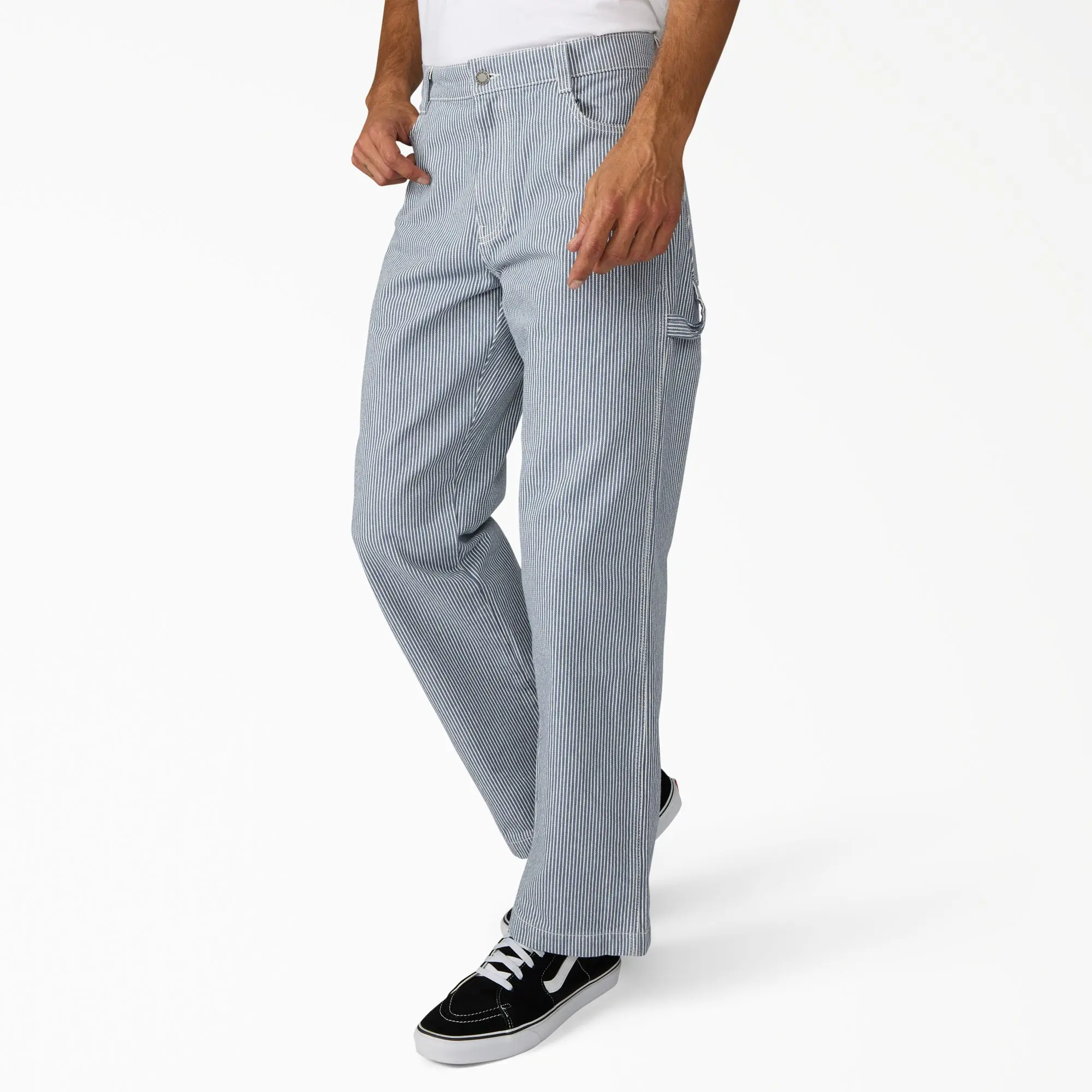 Dickies Hickory Loose Straight Carpenter Pants, 100% Cotton Loose Fit, Workwear Style Dickies Hickory Loose Straight Carpenter Pants, 100% Cotton Loose Fit, Workwear Style
