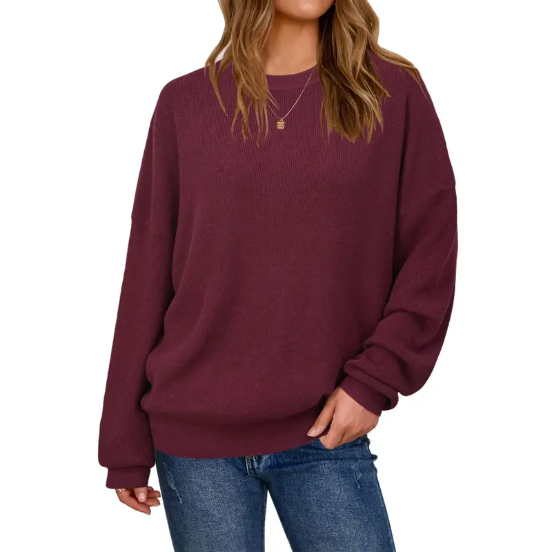 Women's Loose-Fit Wool-Blend Crew-Neck Sweater