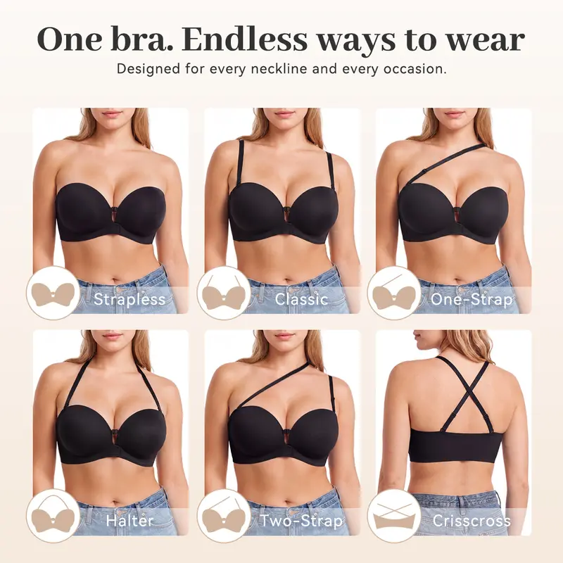 Women's Strapless Front-Closure Push-Up Bra