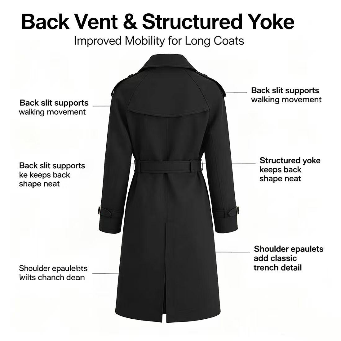 Women&rsquo;s fashion trench coat &ndash; double-breasted long design with a turn-down collar and plaid lining, featuring a waist belt for cinching; classic British-style outerwear suitable for everyday commuting, office wear, travel, and dates. sohochic