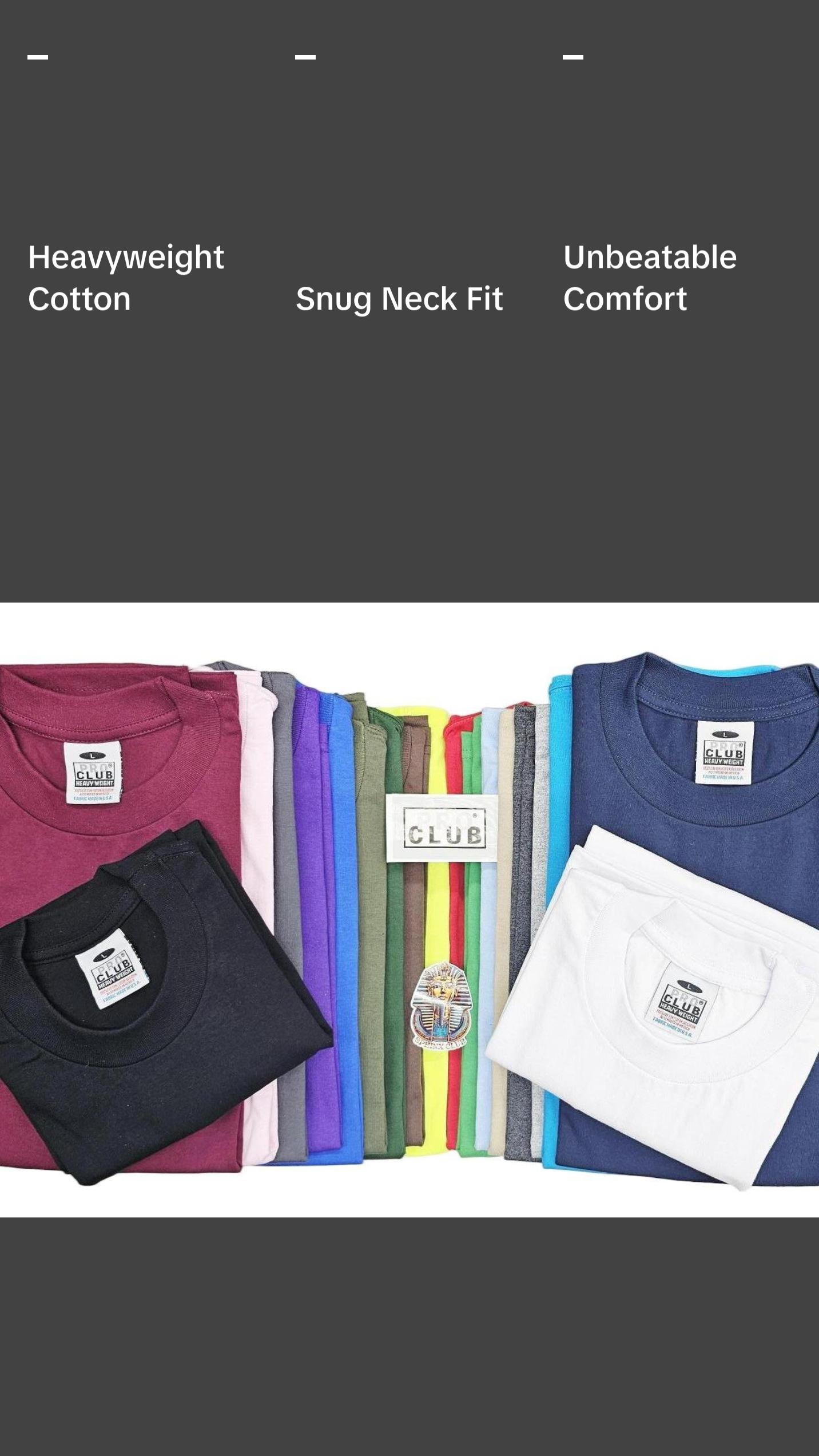 Pro Club Men's Heavyweight Short Sleeve Crew Neck Round Neck Cotton Tops - Durable, Baggy Hip Hop Streetwear Casual Tee, Loose Harem Fit, All Colors, Summer Menswear, Ribbed, Oversize, Comfortable, Shortsleeve, Everyday Shirt, Classic, Polyester Pro Club Men's Heavyweight Short Sleeve Crew Neck Round Neck Cotton Tops - Durable, Baggy Hip Hop Streetwear Casual Tee, Loose Harem Fit, All Colors, Summer Menswear, Ribbed, Oversize, Comfortable, Shortsleeve, Everyday Shirt, Classic, Polyester