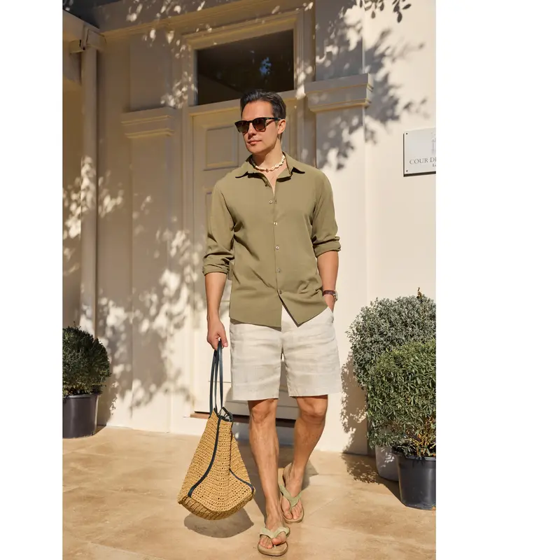 Men's Cotton-Linen Long-Sleeve Shirt