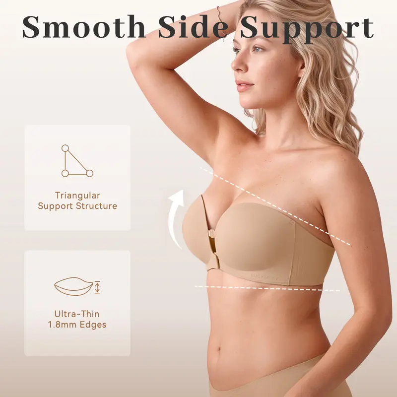 Women's Strapless Front-Closure Push-Up Bra