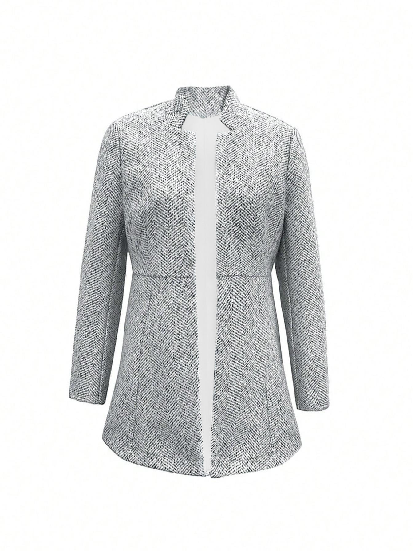 Women's Basic Solid Color Pocket Long Sleeve Open Front Fitted Coat Fabric, Casual Minimalist Office Style Longline Outerwear for Fall & Winter, Ladies Clothes for Daily Wear, Everyday, Womenswear Clothing for Women Women's Basic Solid Color Pocket Long Sleeve Open Front Fitted Coat Fabric, Casual Minimalist Office Style Longline Outerwear for Fall & Winter, Ladies Clothes for Daily Wear, Everyday, Womenswear Clothing for Women