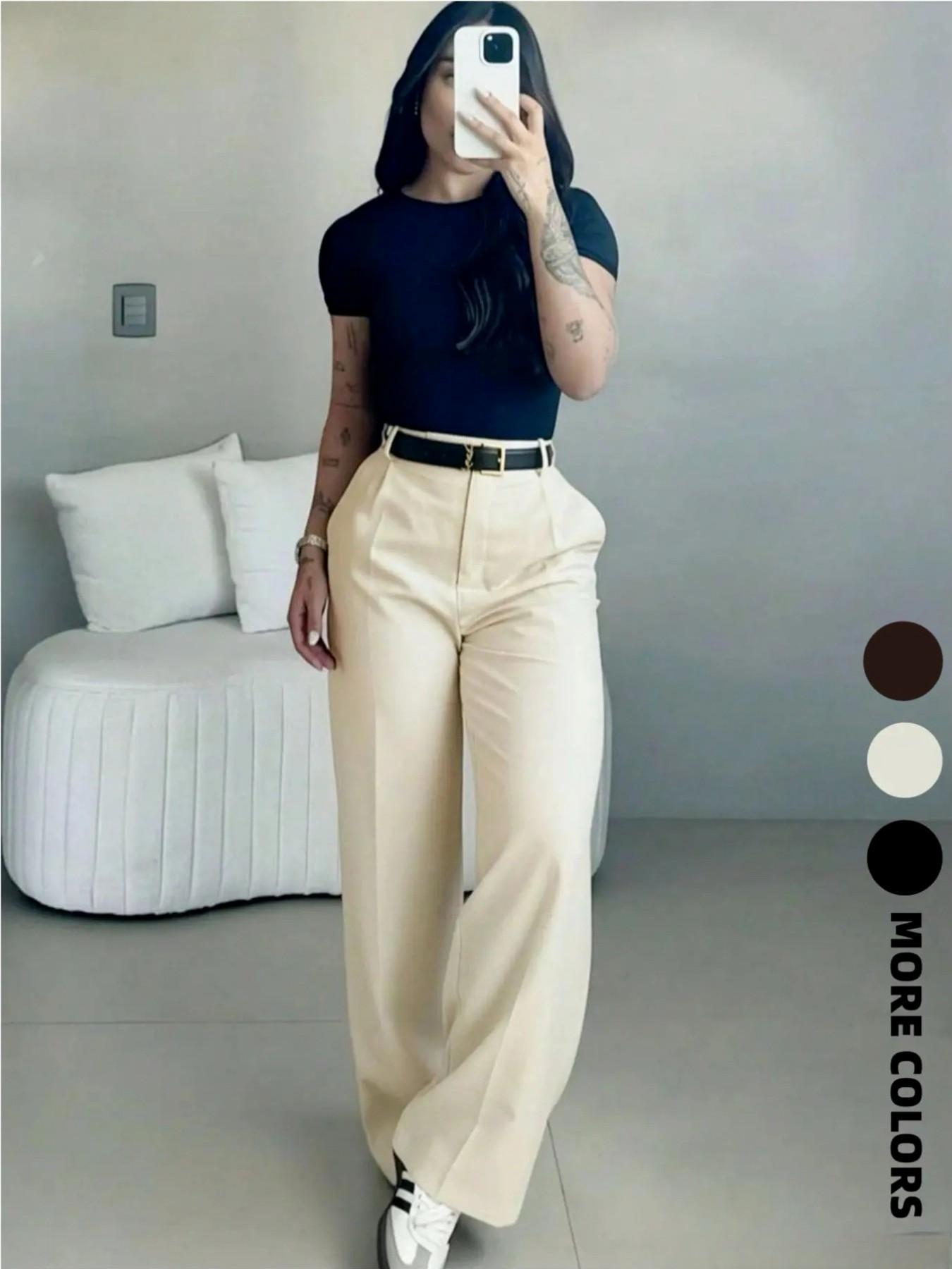Women's High-Waisted Loose Casual Business Pants, Suitable for Office and Daily Wear, All-Season Commuter Trousers Bottoms Women's High-Waisted Loose Casual Business Pants, Suitable for Office and Daily Wear, All-Season Commuter Trousers Bottoms