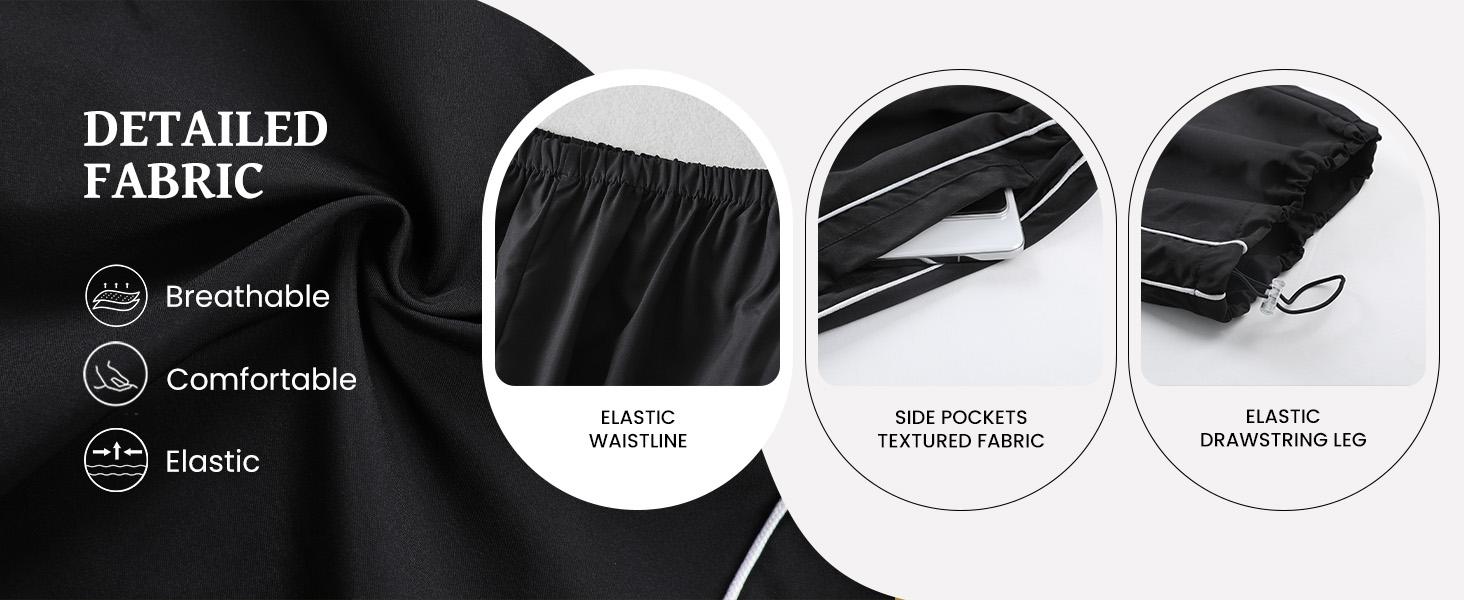 Ommig Women's Parachute Wideleg Pants Baggy Y2K Elastic Waist Wide Leg Track Pants Trousers Casual,sohochic