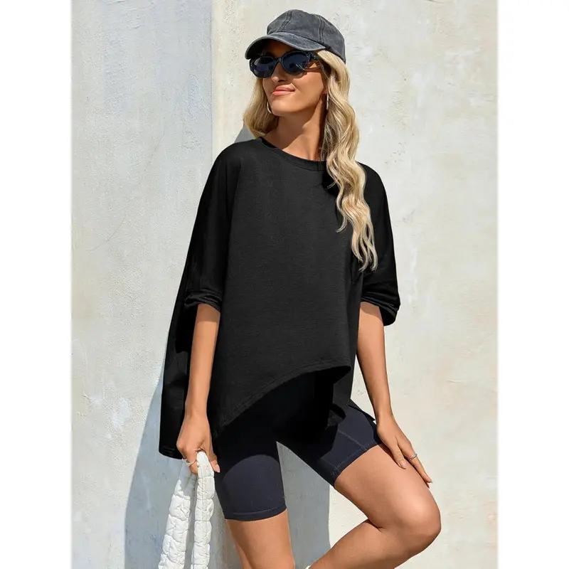 Women's Loose-Fit T-Shirt with Batwing Sleeves