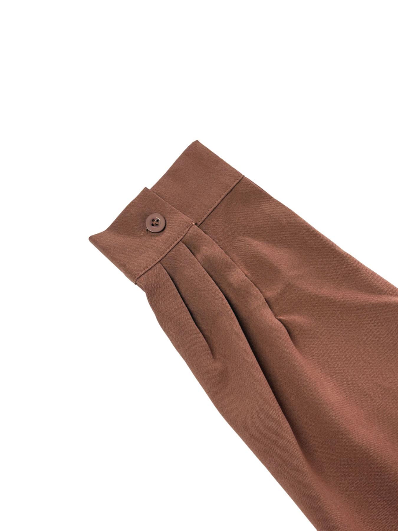 Women's Loose Adjustable Belted Jumpsuit, Casual Shirt-Style Long Sleeve, High Waist for Spring & Fall