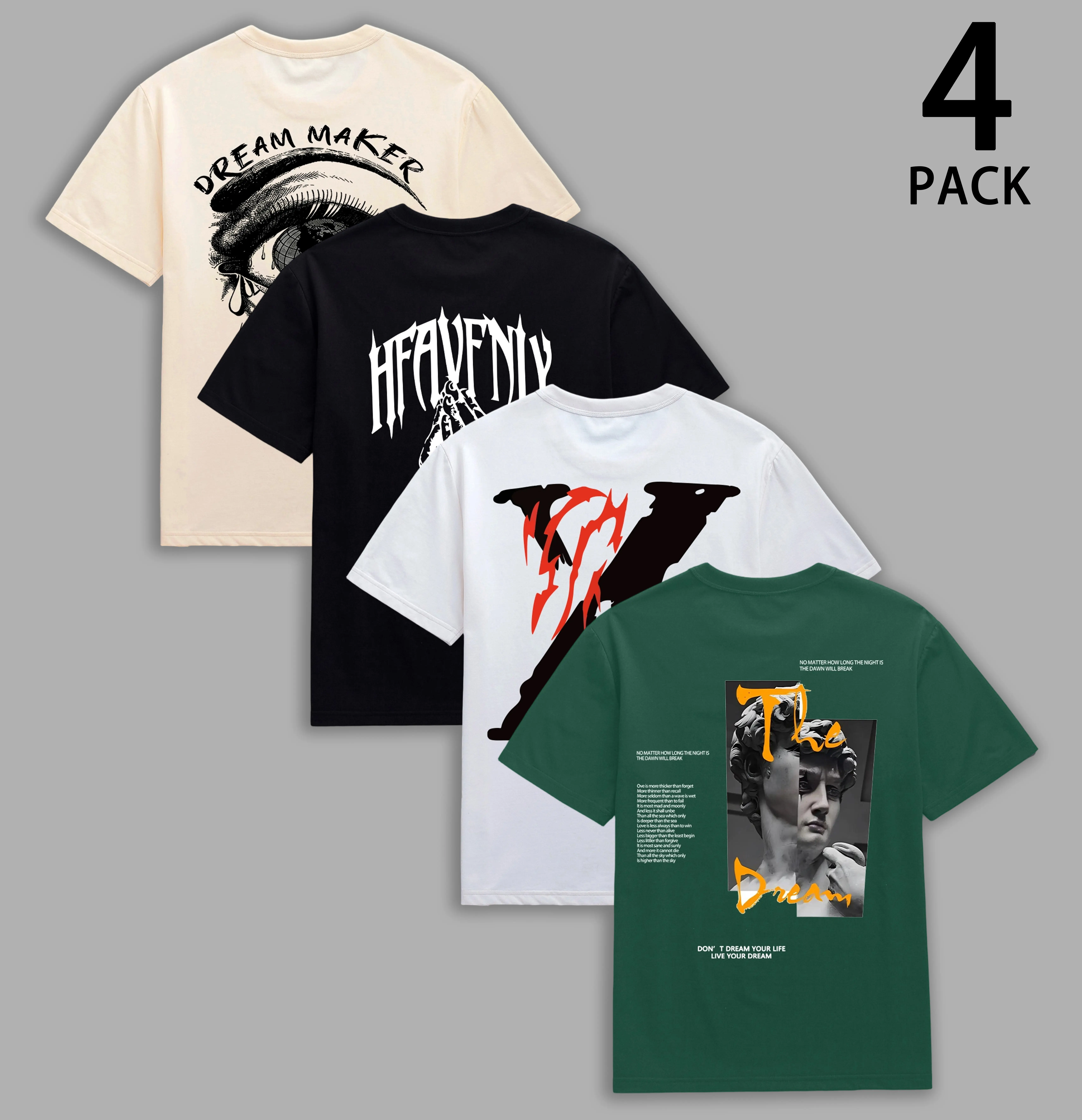 Men's Loose-Fit Printed Street-Style T-Shirt