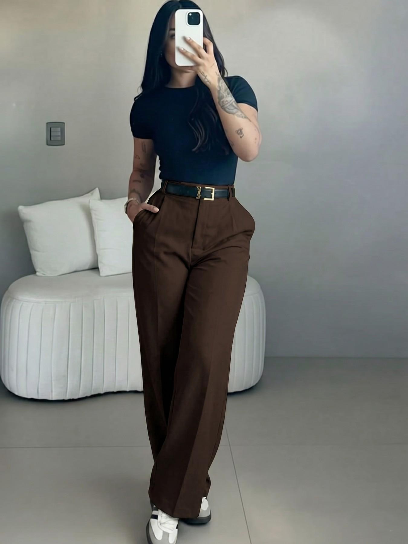 Women's High-Waisted Loose Casual Business Pants, Suitable for Office and Daily Wear, All-Season Commuter Trousers Bottoms Women's High-Waisted Loose Casual Business Pants, Suitable for Office and Daily Wear, All-Season Commuter Trousers Bottoms