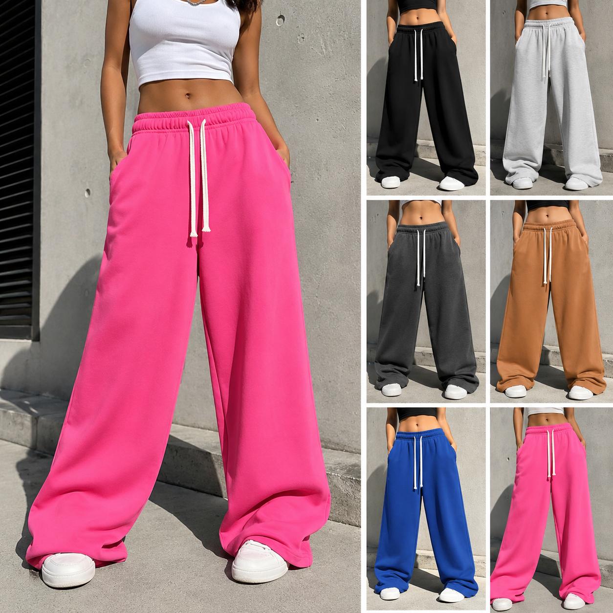 Men's All-Season Athletic Pants, Loose-Fit Wide-Leg Street Style with Deep Pockets, Soft Breathable Athleisure Wear, Cotton Blend, Machine Wash, Streetwear Clothing, Sports Clothing