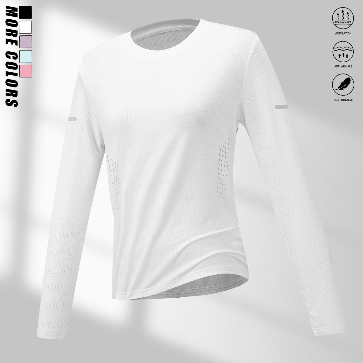 Women's Athletic Crew Neck Plain Long Sleeve Polyester Blouses (Pack of 4) - Solid Color, Reflective Stripes, Quick-Drying, Breathable, Lightweight, Comfortable, Normal Type, Polyester Clothes - Suitable for Running, Fitness, All Seasons Casual Wear, Wome Women's Athletic Crew Neck Plain Long Sleeve Polyester Blouses (Pack of 4) - Solid Color, Reflective Stripes, Quick-Drying, Breathable, Lightweight, Comfortable, Normal Type, Polyester Clothes - Suitable for Running, Fitness, All Seasons Casual Wear, Wome