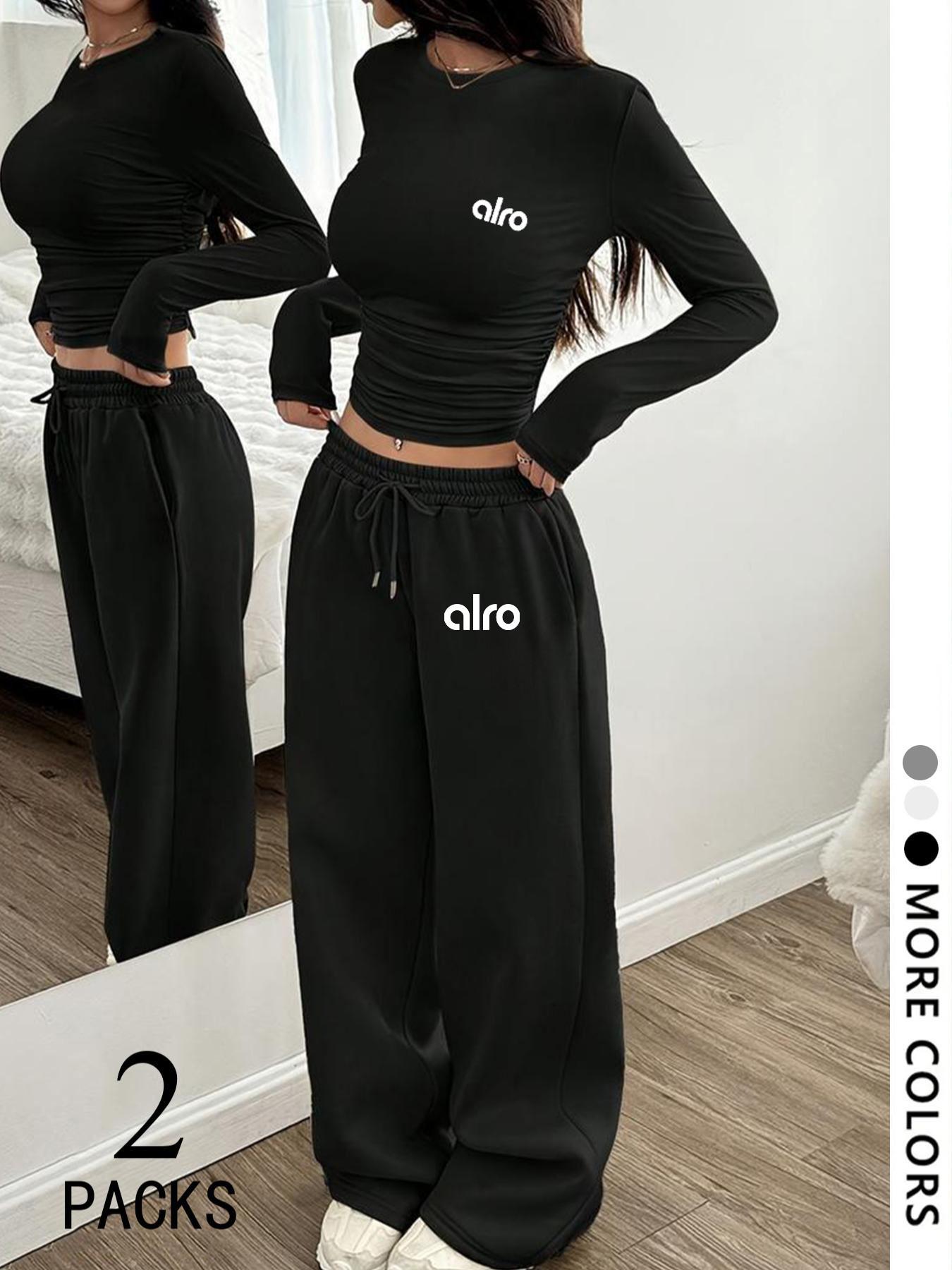 Women's Two-Piece Set, European Style Round Neck Long Sleeve Top, Straight Leg Pants, Comfortable Fabric, Perfect for Daily Wear, Travel, Shopping, Sleep Women's Two-Piece Set, European Style Round Neck Long Sleeve Top, Straight Leg Pants, Comfortable Fabric, Perfect for Daily Wear, Travel, Shopping, Sleep