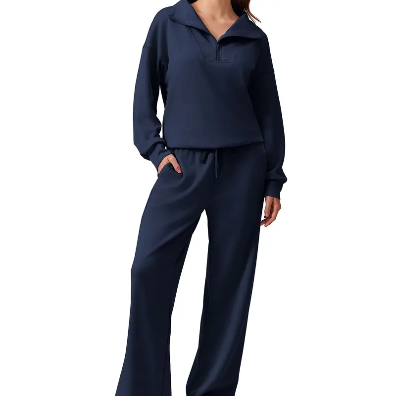Women's two-piece sportswear set (includes long-sleeve half-zip sweatshirt and athletic pants)