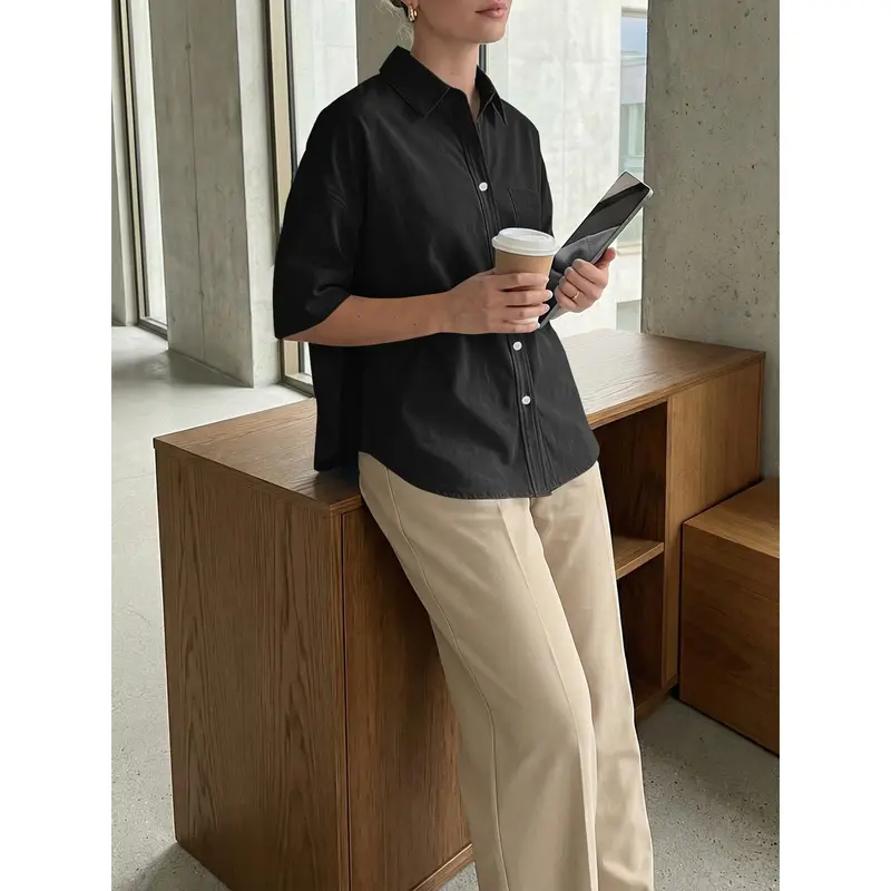 Women's Loose-Fit Button-Down Shirt for Summer