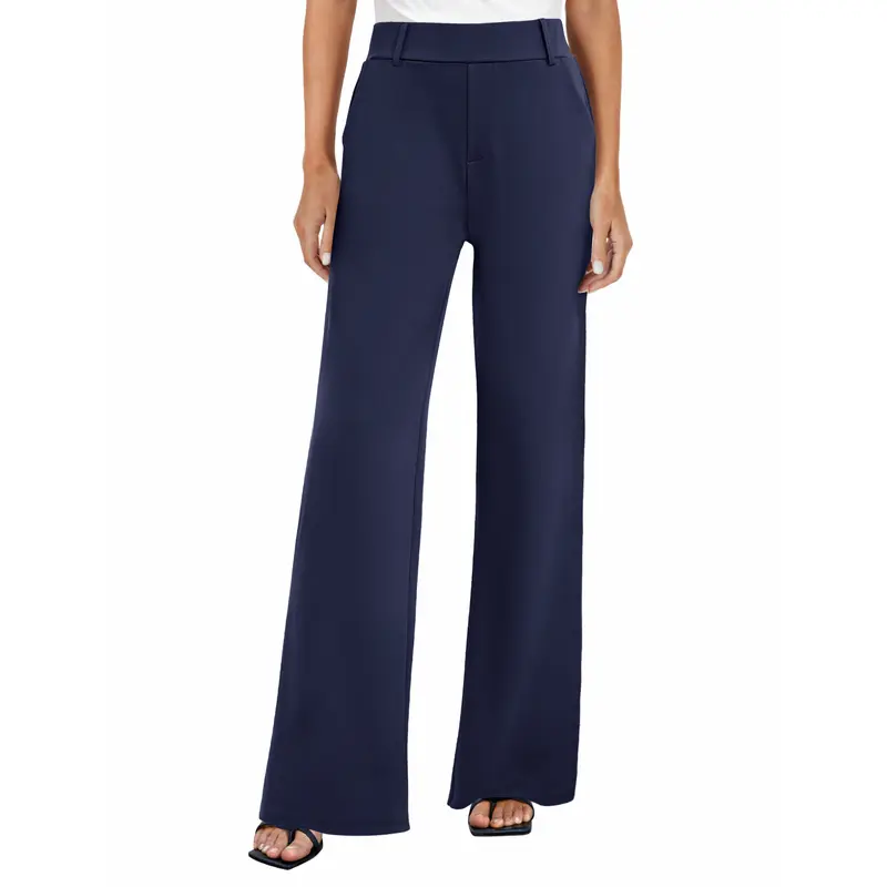 Women's High-Waisted Stretch Wide-Leg Trousers