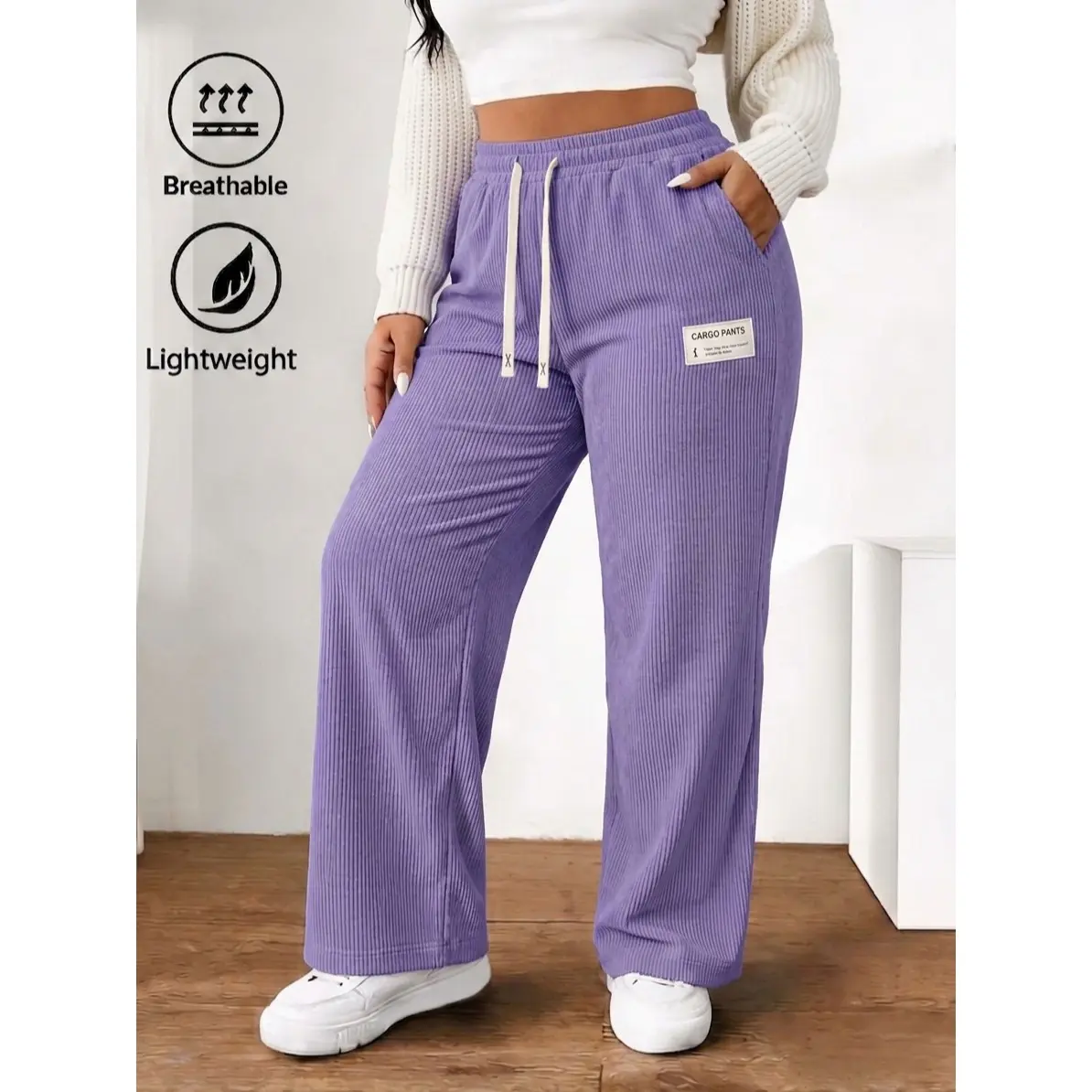 Women's Casual High-Waisted Corduroy Trousers