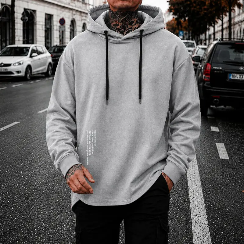Men's Minimalist Casual Hooded Knit Sweatshirt