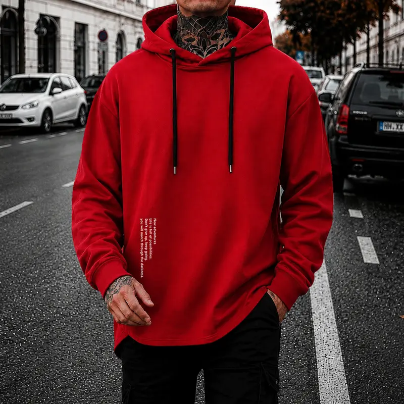 Men's Minimalist Casual Hooded Knit Sweatshirt