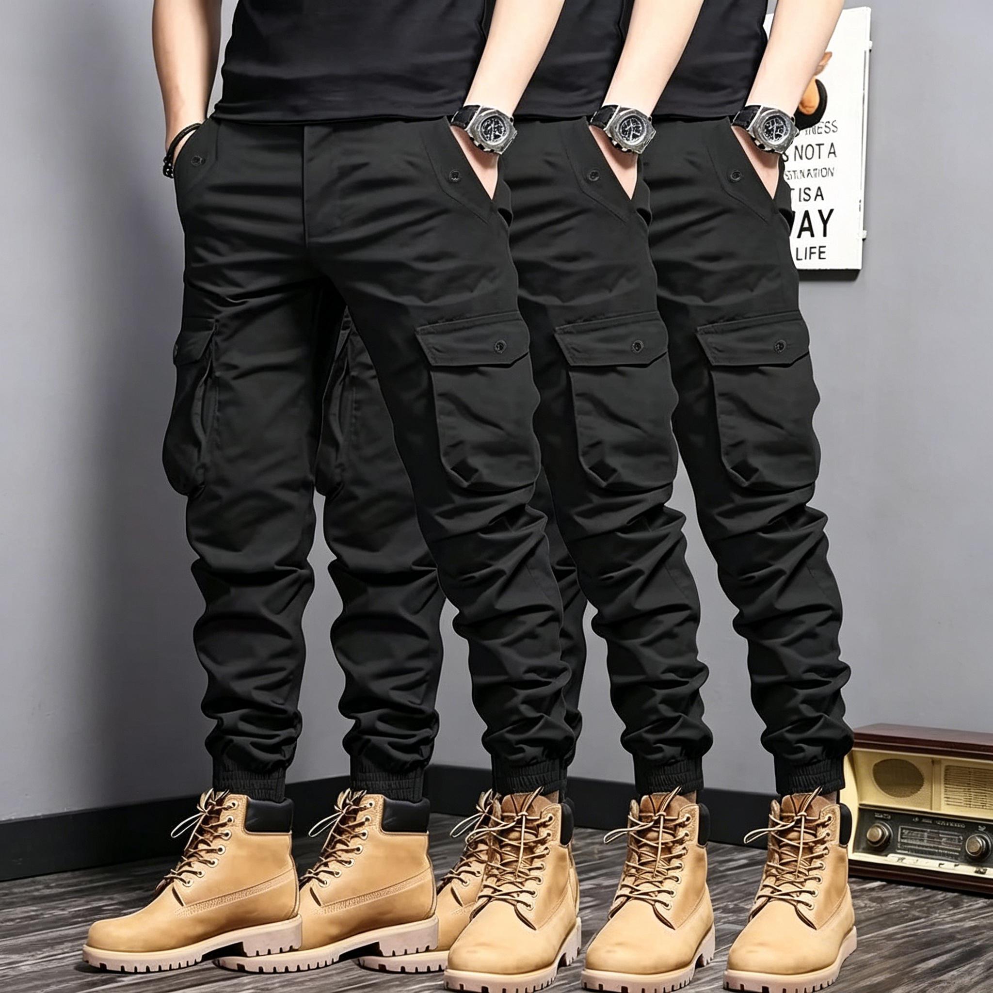 Men’s 3-Pack Multi-Color Cargo Joggers — Multi-Pocket Tactical Casual Long Pants, Versatile Outdoor Workwear Pants Men’s 3-Pack Multi-Color Cargo Joggers — Multi-Pocket Tactical Casual Long Pants, Versatile Outdoor Workwear Pants