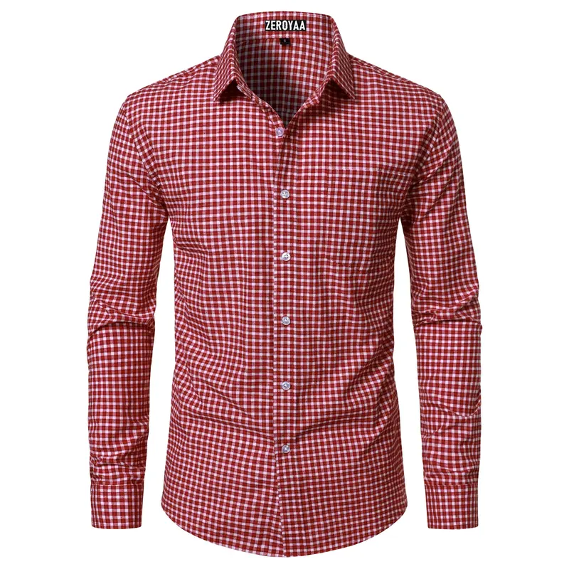Men's Long-Sleeve Plaid Dress Shirt – Slim-Fit Button-Down