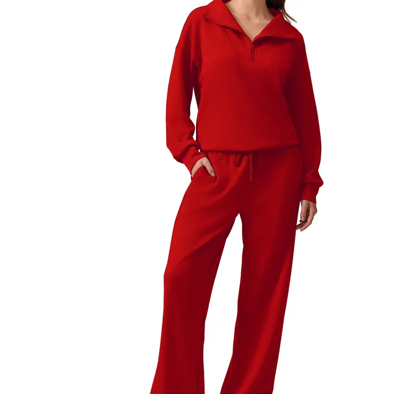 Women's two-piece sportswear set (includes long-sleeve half-zip sweatshirt and athletic pants)
