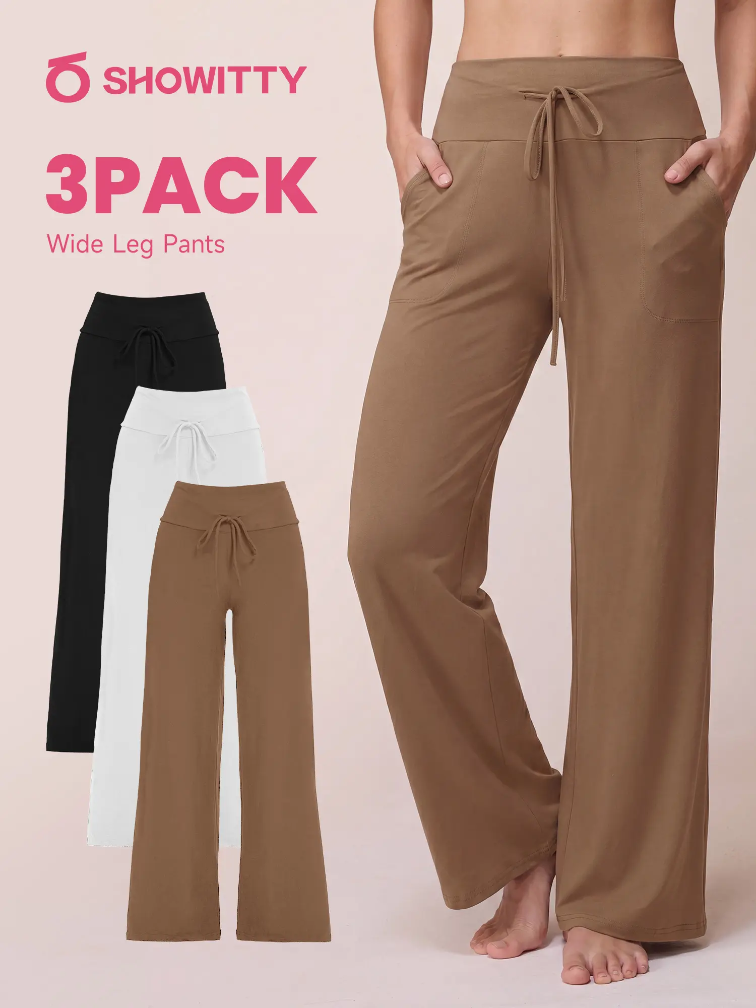 SHOWITTY Women's High Waisted Wide Leg Pants with Pockets