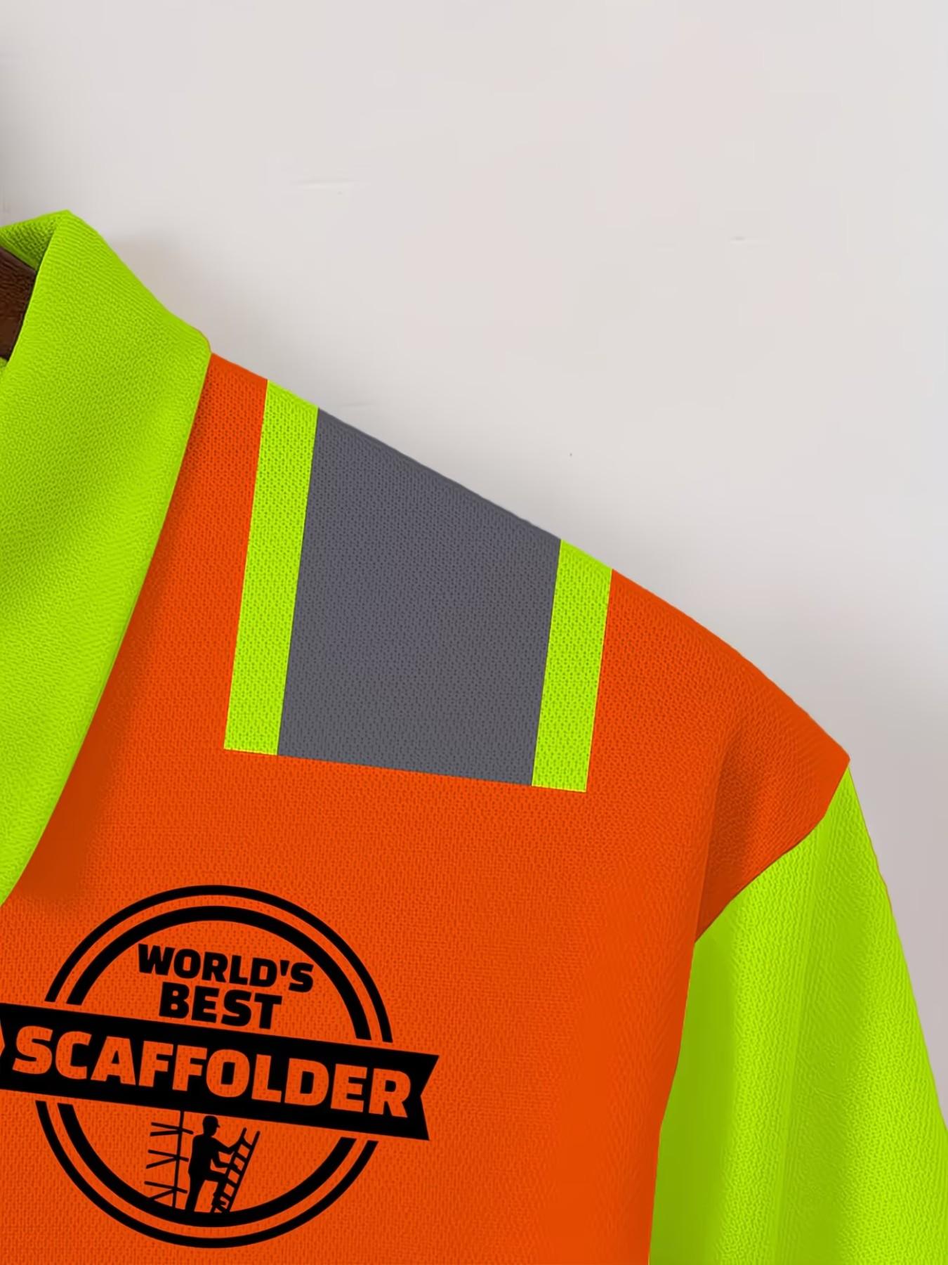 Men's Long‑Sleeve Safety‑Style Polo Shirt with Fluorescent Stripes, Casual Graphic, Loose‑Fitting, Spring & Fall Wear Men's Long‑Sleeve Safety‑Style Polo Shirt with Fluorescent Stripes, Casual Graphic, Loose‑Fitting, Spring & Fall Wear