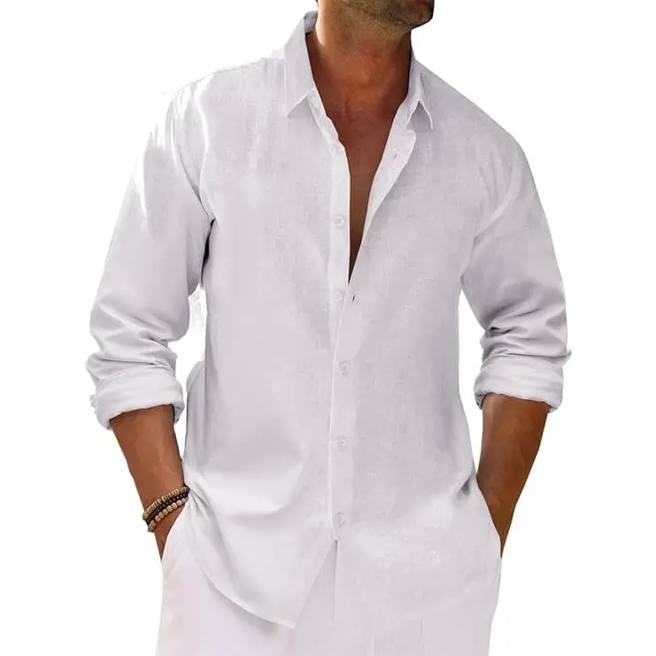 Men's Cotton-Linen Long-Sleeve Shirt