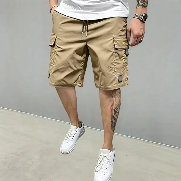 Men's Solid-Color Casual Cargo Shorts for Summer