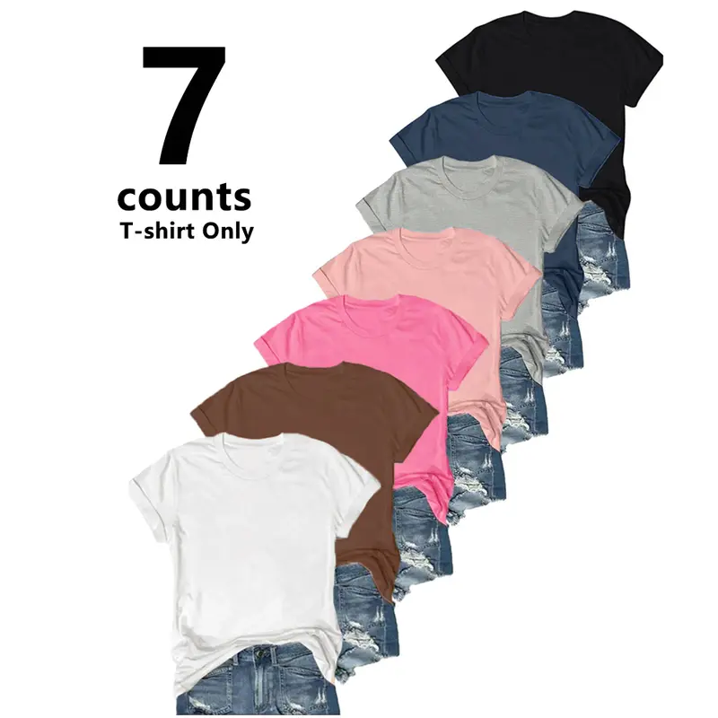 Women's Summer Solid-Color Crew Neck Short-Sleeve Casual T-Shirt