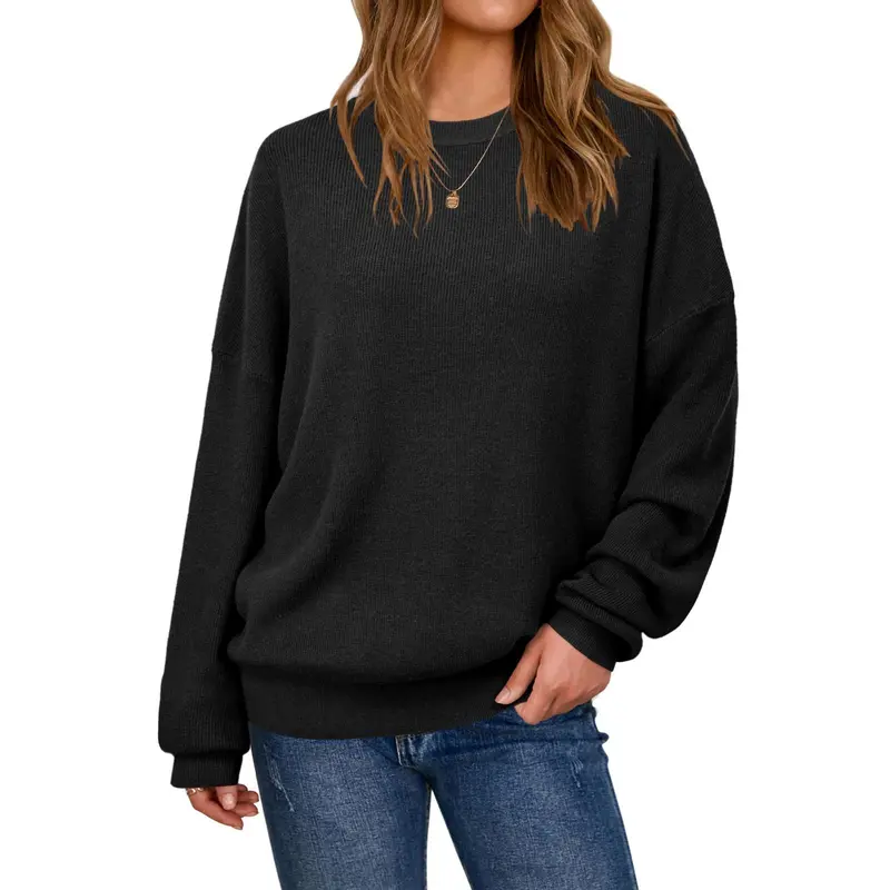 Women's Loose-Fit Wool-Blend Crew-Neck Sweater