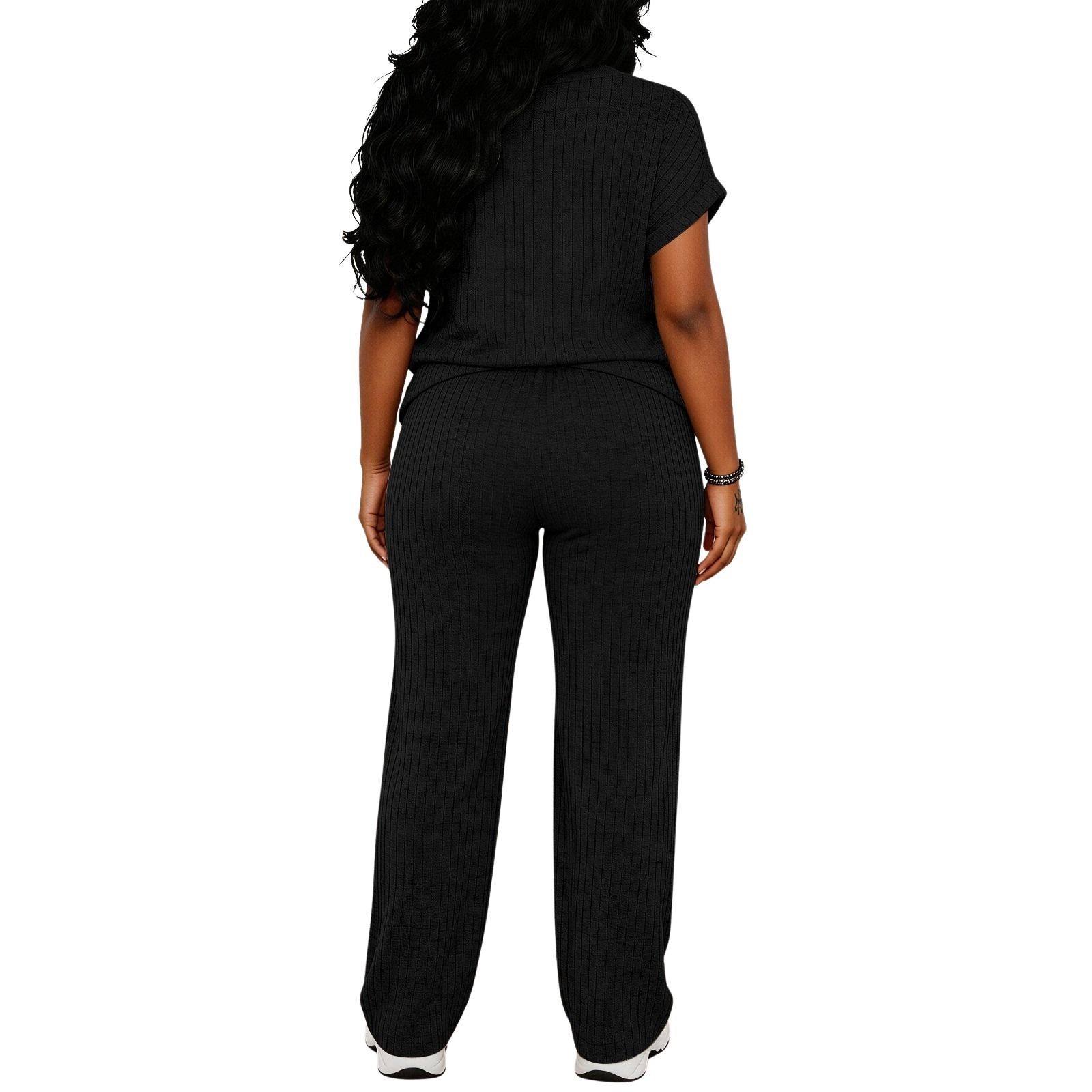 MOEENCN Women's Ultra-Soft Brushed Ribbed Knit 2-Piece Loungewear Set, V-Neck Top & High Waist Wide Leg Pants with Pockets for Lazy Days & Brunch summerwins Womenswear Clothes Suits MOEENCN Women's Ultra-Soft Brushed Ribbed Knit 2-Piece Loungewear Set, V-Neck Top & High Waist Wide Leg Pants with Pockets for Lazy Days & Brunch summerwins Womenswear Clothes Suits