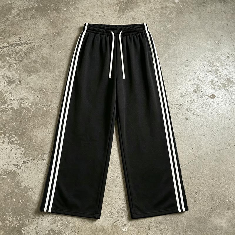 Women's 2-Pack Chic Striped Drawstring Track Pants, Retro Straight-Leg Polyester Casual Pants for Gym Activewear, Drawstring Pants, Long Pants Women's 2-Pack Chic Striped Drawstring Track Pants, Retro Straight-Leg Polyester Casual Pants for Gym Activewear, Drawstring Pants, Long Pants