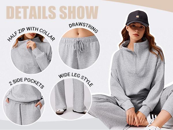 Pinspark Women's Two-Piece Sports Set Long-Sleeved Half-Zip Cardigan Sweatshirt Sports Pants Comfortable Wear Multiple Colors Sizes The product is relatively thin Runs large,back to school,back to school haul