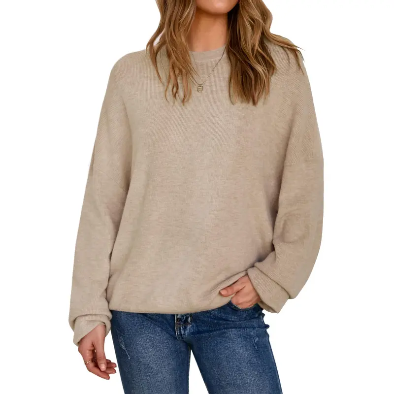 Women's Loose-Fit Wool-Blend Crew-Neck Sweater