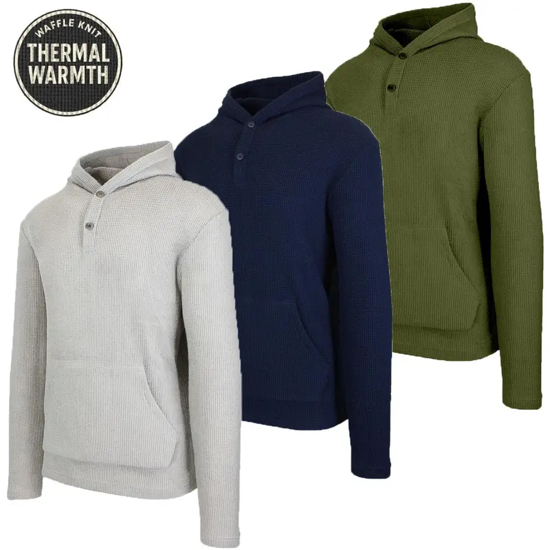 Men's Multi Pack Waffle Knit Pullover Hoodie