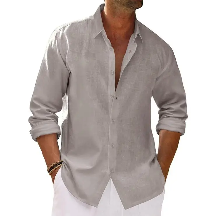 Men's Cotton-Linen Long-Sleeve Shirt