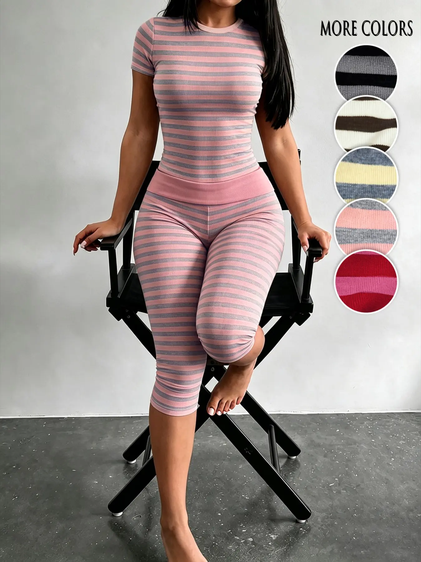 Striped two-piece casual loungewear set