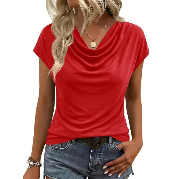 Women's formal short-sleeve high-neck shirt