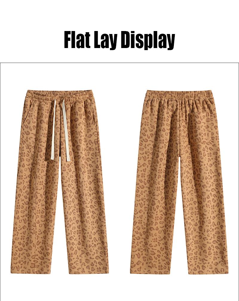 Men's loose wide leg sports pants are breathable and skin friendly, suitable for daily leisure activities. Leopard print pants Lightweight Pants Casual Comfy Baggy