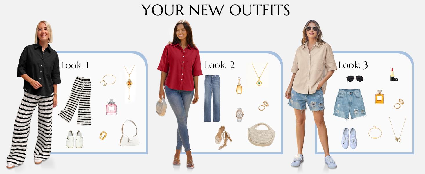 Cicy Bell Womens Summer Oversized Button Down Shirts Half Sleeve V Neck Business Casual High Low Tops Loose Fit Blouses